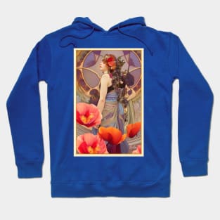 Pretty poppy floral painting of a Art Deco hippie Fatima belly dancer girl Hoodie